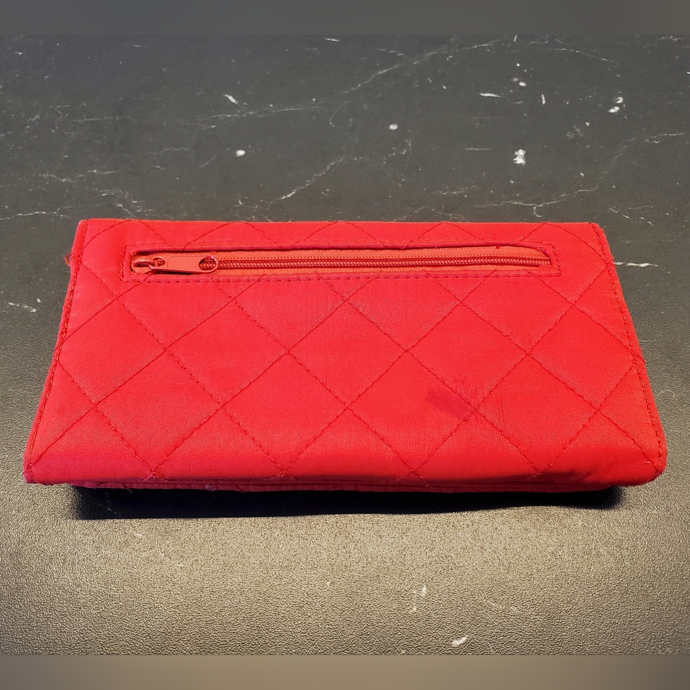 Holiday Red and with Plaid Stripe Wallet. - Picture 2 of 4